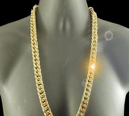 18 k Yellow GF Gold Chain Solid Heavy 10Mm Xl Miami Cuban Curn Link Necklace4516405