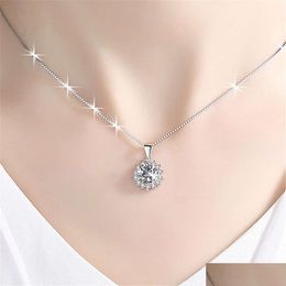 Pendant Necklaces Sunflower Mosonite Gold Diamond Necklace Collar Chain Elegant And Simple Style Gift To Best Friend Fashion Jewellery D Otar3