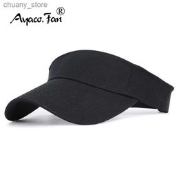 Visors Summer Sun Hats Men Women Cotton Adjustable Visor UV Protection Top Empty Solid Sport Tennis Golf Running Sunscreen Baseball Cap Y240417G6ZD