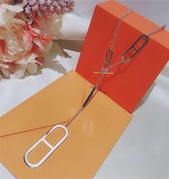 Brand For Women Letter Round H Lock Jewellery S925 Silver Necklace Set France Quality Superior quality luxurious sweater chain 210929549391