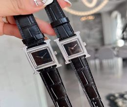 Luxury Zircon Quartz Rectangle Wristwatch Genuine Leather Malachite Green Dial Women Double Diamond Bezel Clock Geometric Starry S4920899