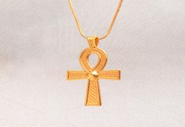 Vintage Egyptian Ankh Cross Symbol Of Life Pendant Necklace Gold Charm Crystal Ornament Wheat Chain Necklace Jewelry4504683