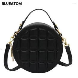 Shoulder Bags Fashion Small Round Bag 2024 Black Crossbody Stone Pattern Handbag Zipper Mobile Phone