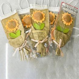 Decorative Flowers 1Pcs Knitted Artificial Finished Hand Woven Flower Handmade Simulation Yarn Crochet Packaging Sunflower Wedding