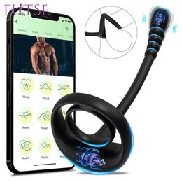 Prostate Stimulator Massager APP Remote Penis Ring Anal Plug Vibrators For Men Cock Delay Exerciser Adult sexy Toy for