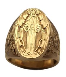 5pcs Vintage Hand Engraved Virgin Mary Religious Ring European and American fashion men039s women039s rings G1249412022