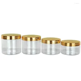 Storage Bottles 10pcs Refill Bottle Cream Jar Clear 89Dia.Glossy Gold Lid Skincare Pot Plastic Cosmetic Container 250ml 300ml 400ml 450ml