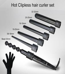 Cone Barrel and Bead Barrel Shape Hair Curler 6 in 1 US EU UK Plug Hair Curling Wand With Retail Gift Box6147286