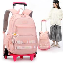 School Bags Student Rolling Backpack Kids Trolley Bag Girls Backpacks With Wheels Children Waterproof Wheeled