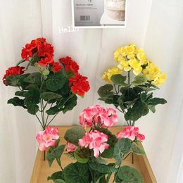 Decorative Flowers 1 Bunches Of Artificial Geranium Plant 36cm Plants Home Garden Wedding Shop Decoration