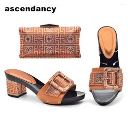 Dress Shoes Italian And Bag Set Decorated With Rhinestone Nigerian WomenPumps1 Design Matching Ladies