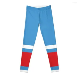 Active Pants Powder Blue White & Red Power Stripe Leggings Legings For Fitness Sportswear Gym Gym's Clothing Womens