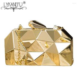 Evening Bags LYKANEFU Metallic Bag Small Clutch Purse Women Sequined Day Clutches Ladies Party Hand With Chain Shoulder