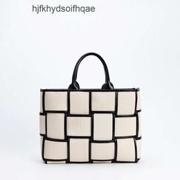 Shoulder 2024 Botteega Oblique Cassette Venetas Square Bvbag Designer Lady Fashion Bag Black Small Bags White One Woven Canvas Cowhide Straddle Women OCZV