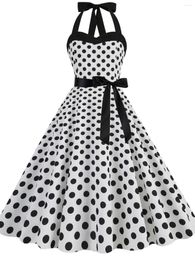 Casual Dresses Age-Sensitive Polka Dot Elastic High Waist Dress Halter