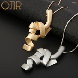 Pendant Necklaces Women's Geometric Gold Colour Silver Twisted Suspension Collares Necklace With Pendants Trending Products Gothic Jewellery