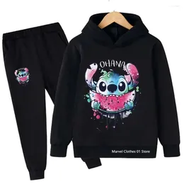 Clothing Sets Kids Clothes Stitch Hoodie Pants 2-piece Spring Autumn Childrens Boys Girls Sweatshirts Suit