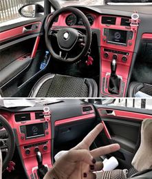 Interior Sport Red Carbon Fibre Protection Stickers Fibra Decals Auto Car styling For VW Golf 7 MK7 GTI Accessories2874278