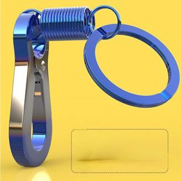 2024 1 PC Outdoor Stainless Steel Spring Buckle Carabiner Keychain Waist Belt Clip Anti-lost Buckle Hanging Retractable Keyring for Outdoor