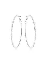 New simple design Austrian crystal rhodium plated big hoop earrings for women bridal wedding party bijoux accessories bijoux 2356282