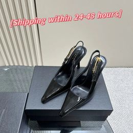 Pompe del vestito tacchi scarpe da moda da donna in pelle brevetto slingback con fibbie pompe di lusso a punta di piedi tacco da festa a stiletto scarpe da caviglia alla caviglia