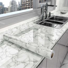Kök marmor 40 klistermärke CM Oljeproof vattentät självadhesiv tapetbänkskåpsskåp dekoration kakel vägg 240329 2329