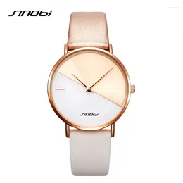 Wristwatches SINOBI Brand Watches For Woman Fashion Design Ladies Quartz Leather Strap Female Gifts Clock Creative Style SK