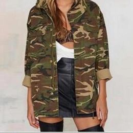 Women's Jackets Fashion Women Camouflage Printed Coat Jacket Buttoned Zipper Bomber Autumn Outerwear Streetwear