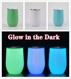 Sublimation Glow in The Dark 12oz Wine glasses Egg cup Luminous paint staliness steel Double Vacuum Insulated with lid DIY7222449