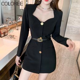 Casual Dresses Korean Fashion Clothing 2024 Elegant Sahes Long Sleeve A-line Mini Dress For Women Fall Runway Designer Black Vestido