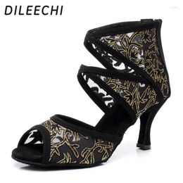 Dance Shoes DILEECHI Brand Women's Black Mesh Latin Adult High Heels Ballroom Dancing Boots Customised Other