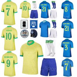 2024 Copa America Brasil Soccer 25 Lucas Beraldo Jersey 14 Fabricio Bruno 9 Gabriel Jesus 15 Joao Gomes 8 Lucas Paqueta 21 ENDRICK Football Shirt Kits National Team