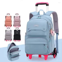 School Bags Solid Color Rolling Backpack For Girls Trolley Bag Wheeled Plecak Damski Luggage Morrales Para Mujer Bolsas Feminina
