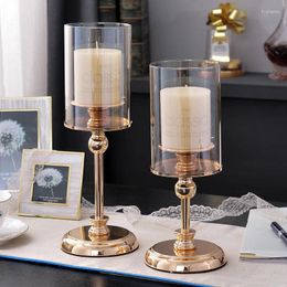 Candle Holders Personalized Crystal Table Holder Golden Metal Mercury Glass Stand Gold Decoration Home Gift