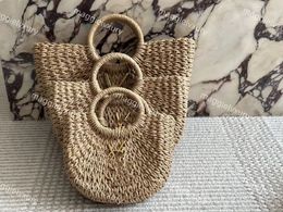 Luxury Straw Woven Tote Bags Women Designer Woody Shopping Bags Large Capacity Purse Handbags 3 sizes