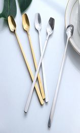 Stainless Steel Coffee Mixing Spoon Long Handle Cocktail Ice Cream Scoop Silver Jam Honey Spoons Thicken Kitchen Tableware Scoops 7706322