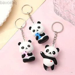 Keychains Lanyards 2023Novelties Cute Cartoon Couple Panda Keychain Pendant Car Bag Key Chains for Women Jewelry Gift d240417