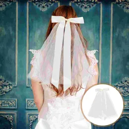 Bridal Veils Ribbon Veil Short Wedding Bow Tie For Bachelorette Party Lace White Brides