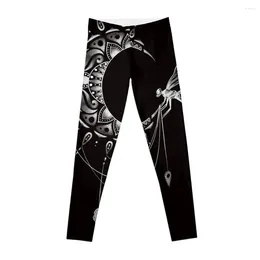 Active Pants Intricate Half Crescent Moon With Dragonfly Tattoo Design Leggings Legging Sport Jogger High Waist Womens