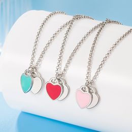 As Original Romantic Love Double Heart Pendant Necklace For Women Chain Necklaces Fashion Jewelry Accessory Dropshipping YMN129