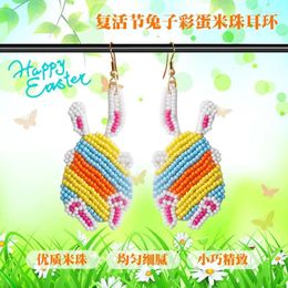 Dangle Earrings 2024 Easter Egg Cartoon Cute Handwoven Bohemian Ethnic Style Rice Bead Jewelry