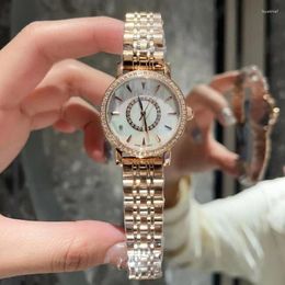 Wristwatches Vintage Steel Diamond-set Case Dial Bracelet Quartz Watch 2024 Women's Fashion Luxury