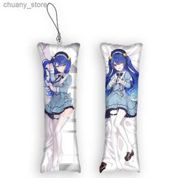 Keychains Lanyards 4x12cmCute Vtuber Amamiya Kokoro Keychain Mini Pillow Pendants Phone Strap Ornament Anime Print Small Pillow Decoration Gift Y240417