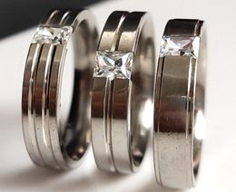 Whole 30pcs Silver Mix 5mm Width Womens Stainless Steel Zircon Ring Mens CZ Charm Band Ring ComfortFit Wedding Engagement Jew7395105