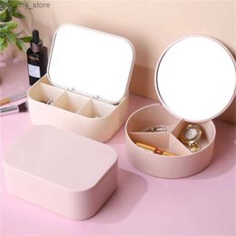 Accessories Packaging Organisers Plastics Jewellery Storage Box with Mirror Travel Portable Multifunctional Earrings Necklace Ring Jewellery Orga Y240423 XIPL