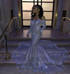 Luxury Mermaid Arabic Long Prom Dresses Off the Shoulder Sequins Floor Length Middle East Formal Party Dresses7663767