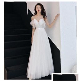 Ethnic Clothing Black Banquet Evening Dress Women White Bridesmaid Y Suspenders Birthday Party Skirt Host Dailywear Chinese Drop Deliv Dhcxd