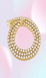 Mens Bling Zircon Iced Out Tennis Gold Chain Necklaces Fashion Hip Hop Jewellery Necklace 5mm295w5153090