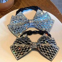 Hair Rubber Bands Silver Black Bow-knot Sequins Elastic Hair Bands Rubber Bands Shiny Pop Girls Broken Crystal Sequins Hair Bow Ponytail Holders Y240417