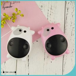 Sunglasses Cases Lymouko New Style Cartoon Cute Little Cow Portable with Mirror Contact Lens Case for Women Gift Holder Contact Lenses Box Y240416